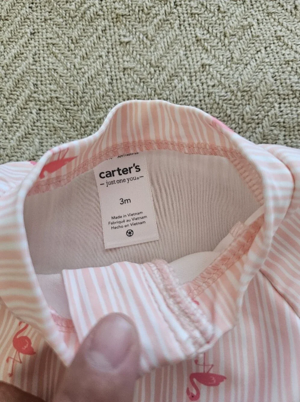 Carter's Pink Stripe Flamingo Long-Sleeve One-Piece